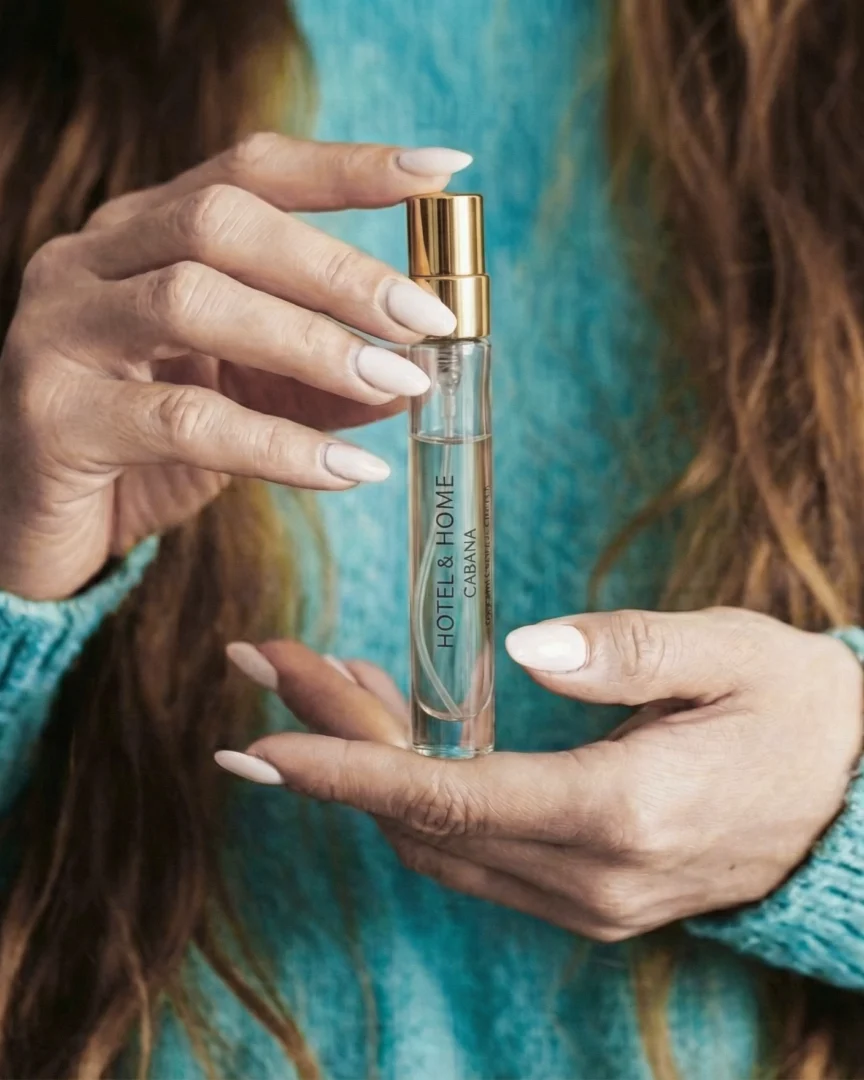 Girl holding bottle of essential oil